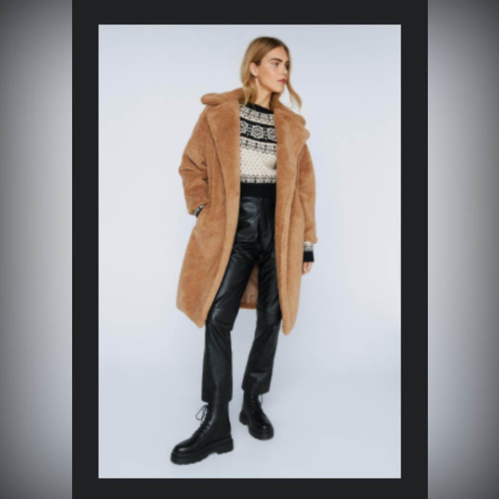 Nastgal faux fur sz 10 in CAMeL! Sold out. Amazing. Worn once.